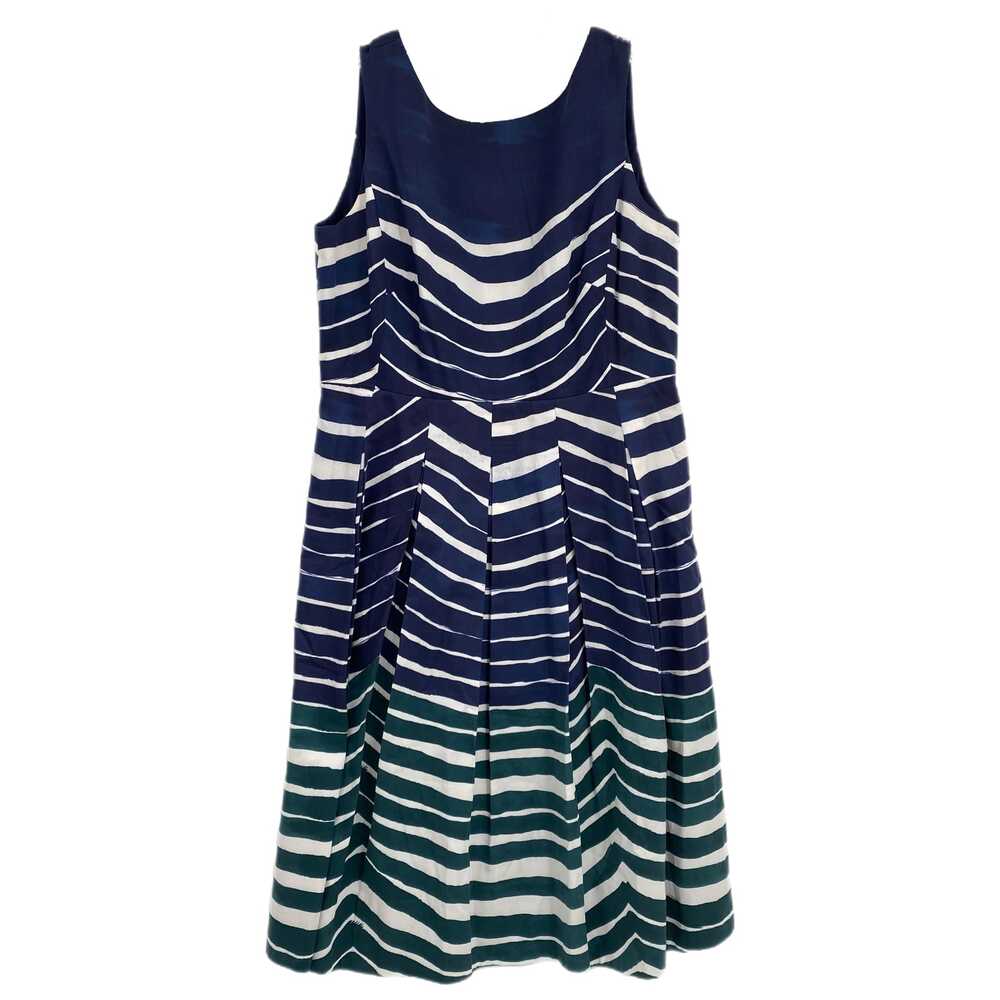Lafayette 148 Blue White Striped A-Line Midi Dress | Size 6